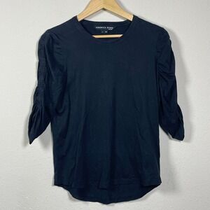 Veronica Beard Jeans Waldorf Ruched T-Shirt Top Womens M Black Quiet Luxury